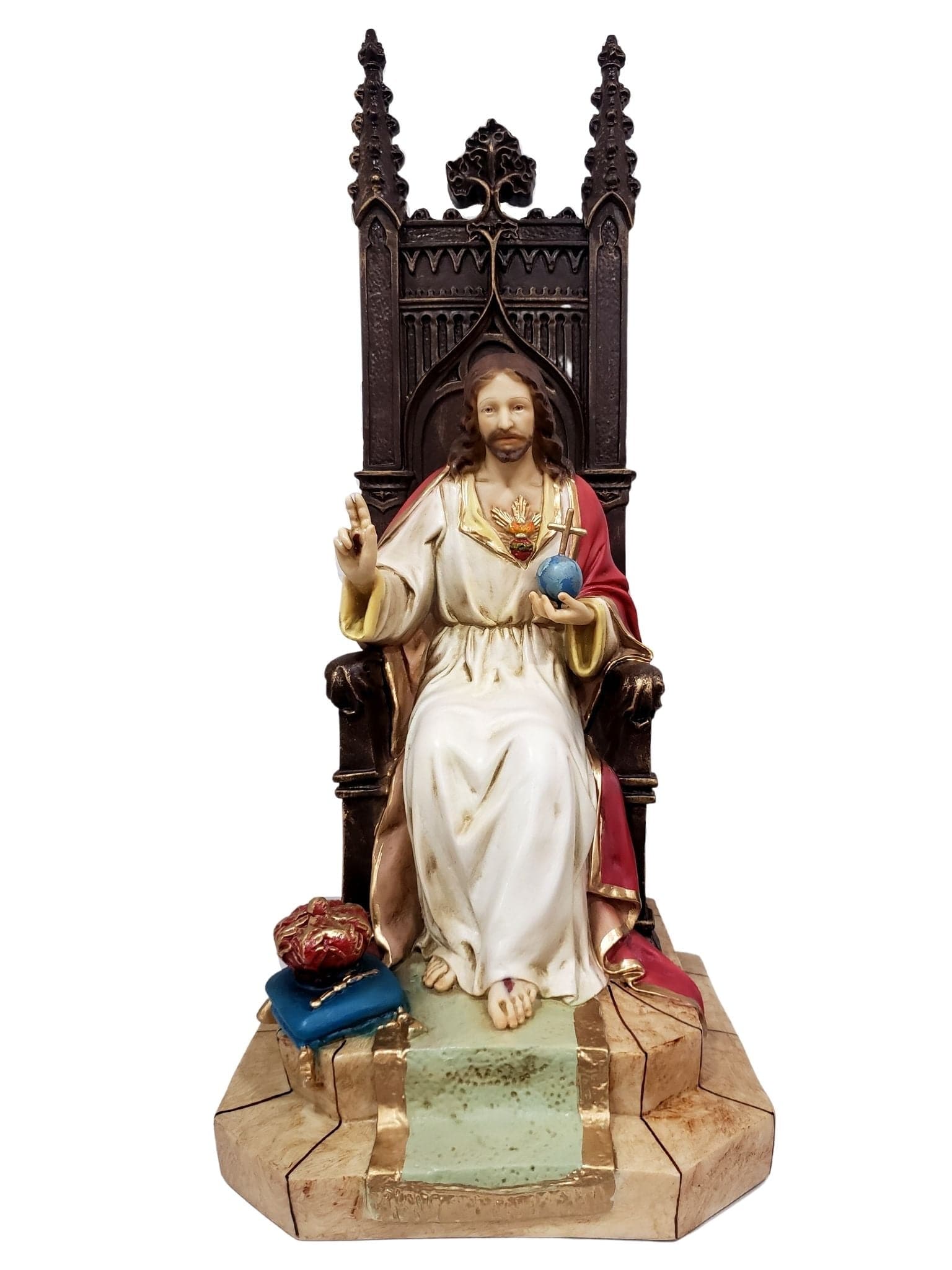 Imagem do Cristo Rei Barroco Português 57 cm-TerraCotta Arte Sacra