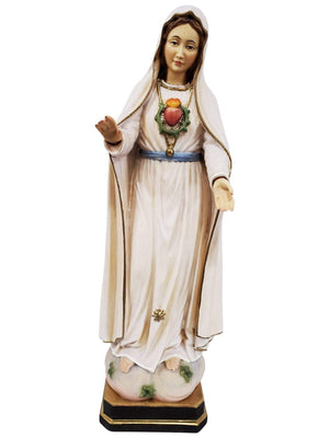 Imagem do Imaculado Coração de Fátima de Madeira Italiana 29 cm-TerraCotta Arte Sacra