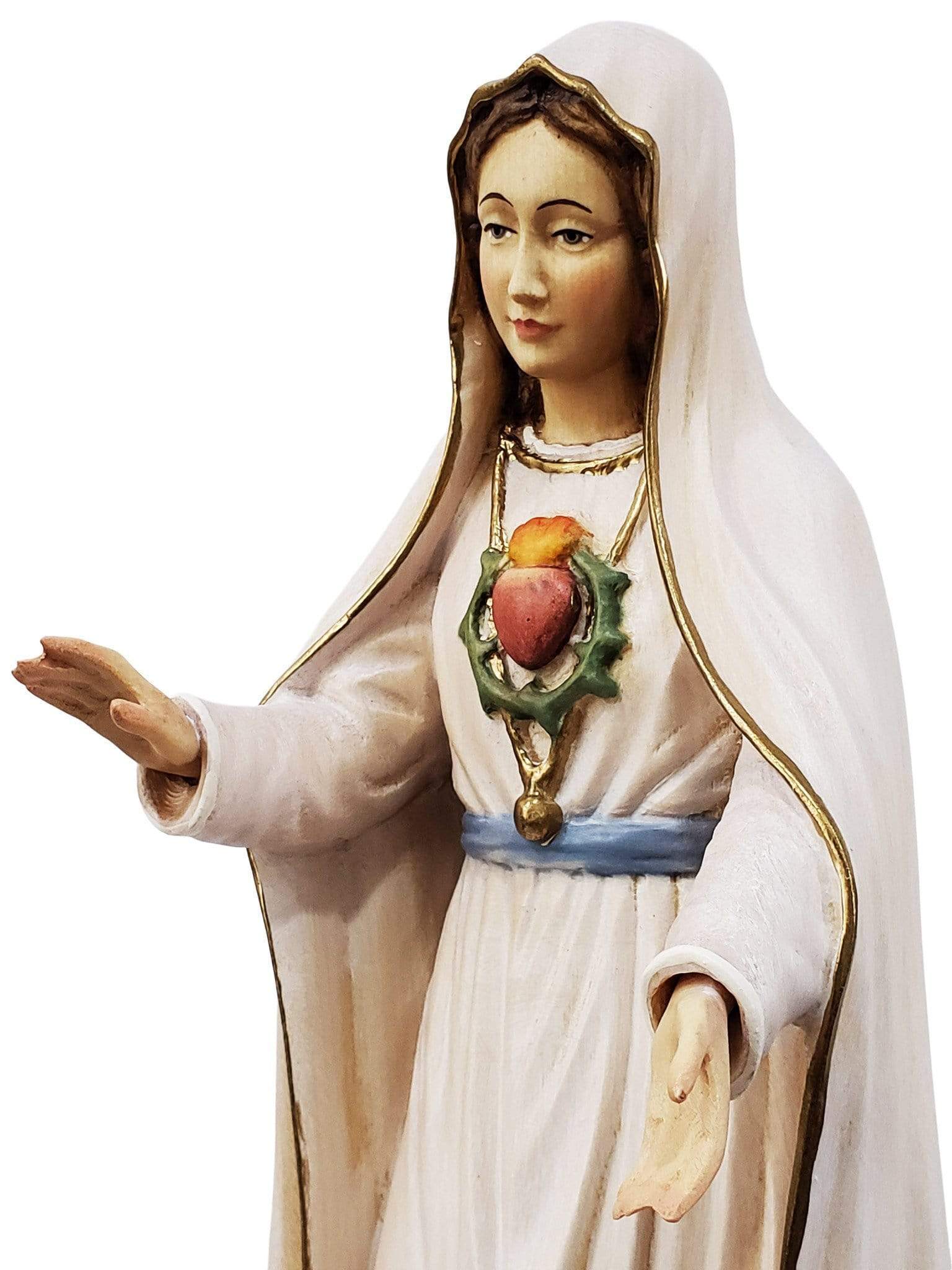Imagem do Imaculado Coração de Fátima de Madeira Italiana 29 cm-TerraCotta Arte Sacra