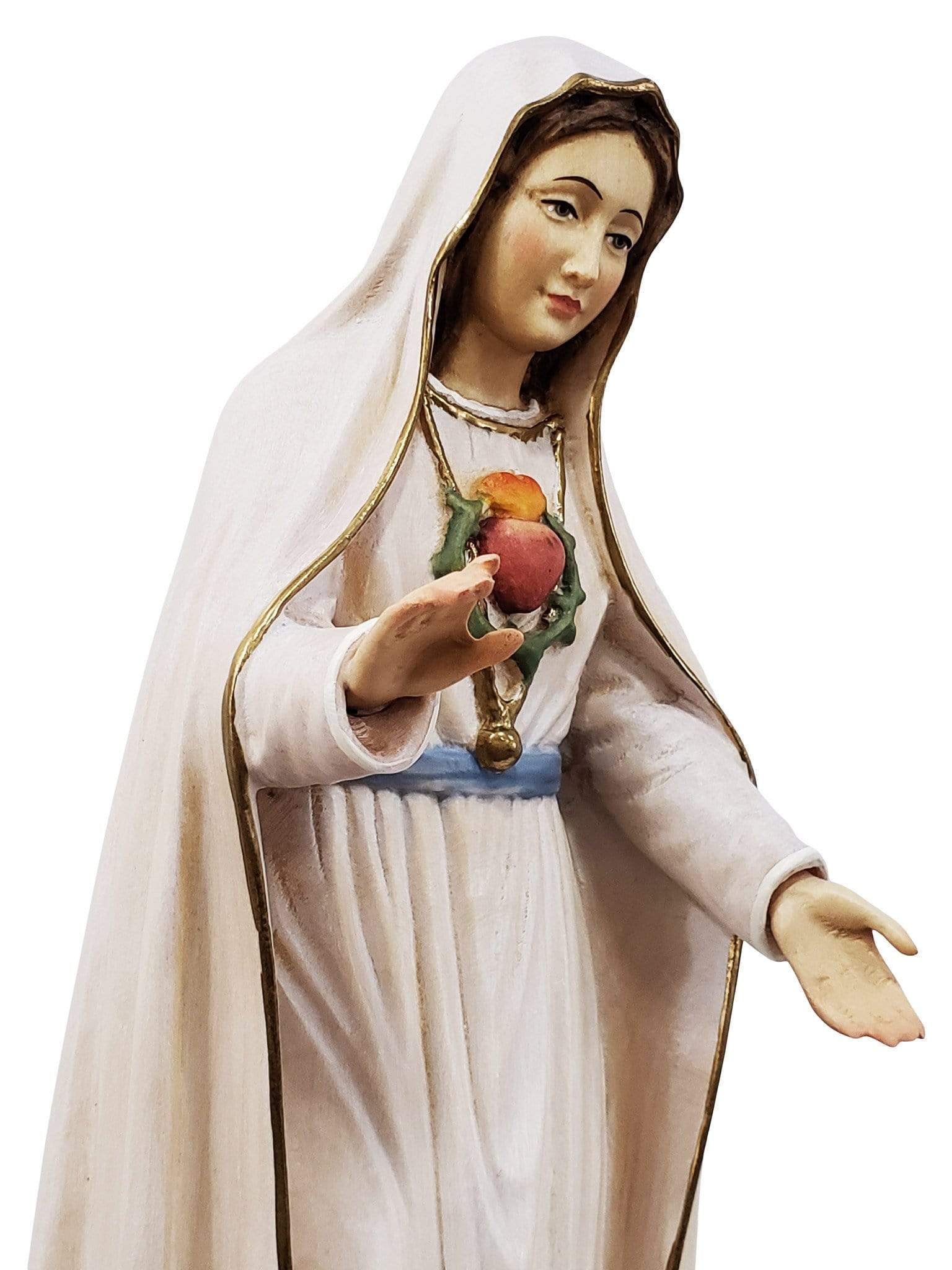 Imagem do Imaculado Coração de Fátima de Madeira Italiana 39 cm-TerraCotta Arte Sacra