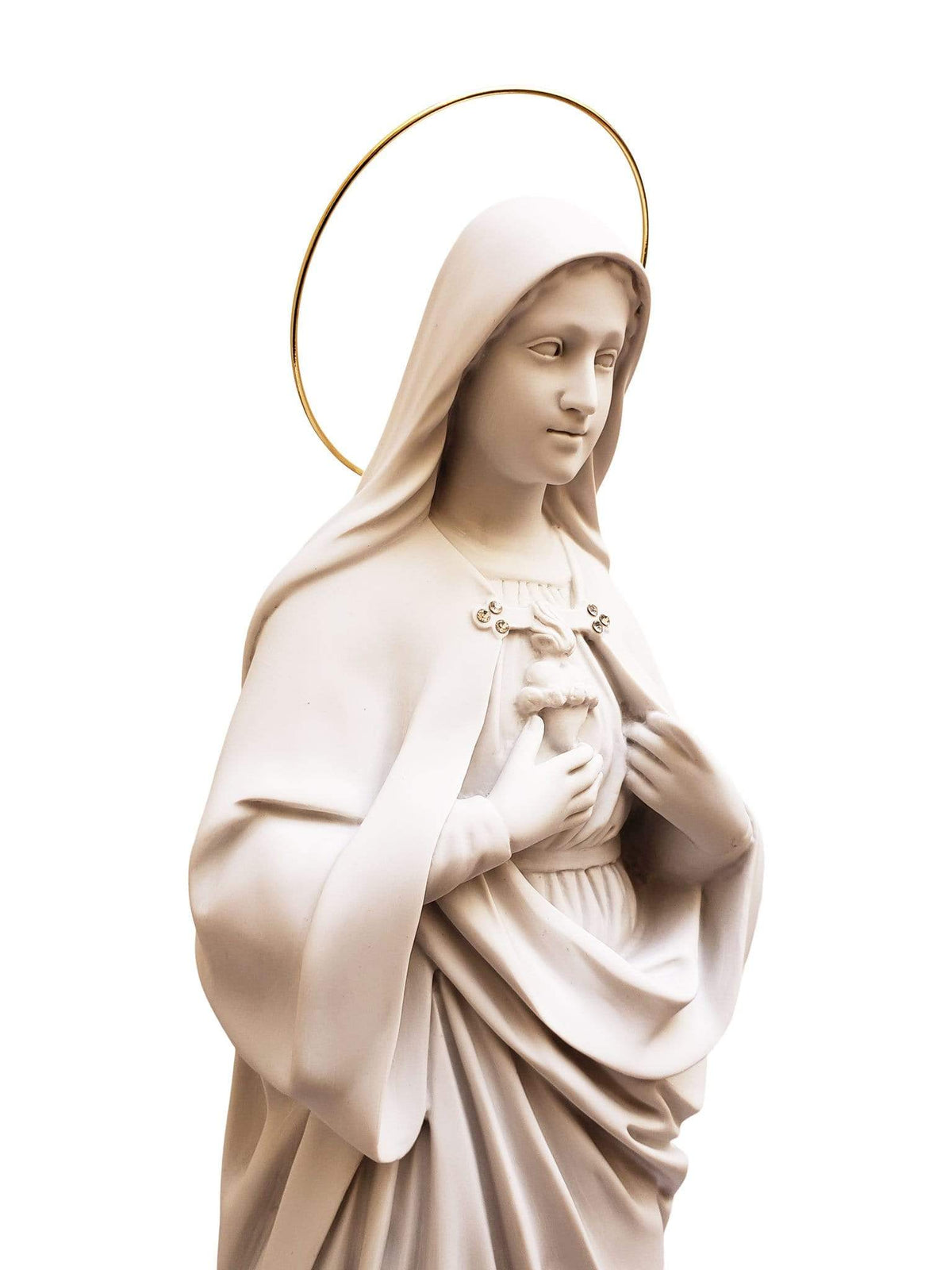 Imagem do Imaculado Coração de Maria 63 cm em Pó de Mármore-TerraCotta Arte Sacra