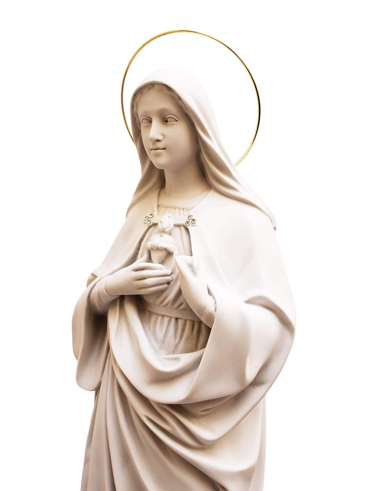 Imagem do Imaculado Coração de Maria 63 cm em Pó de Mármore-TerraCotta Arte Sacra