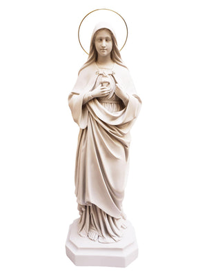 Imagem do Imaculado Coração de Maria 63 cm em Pó de Mármore-TerraCotta Arte Sacra