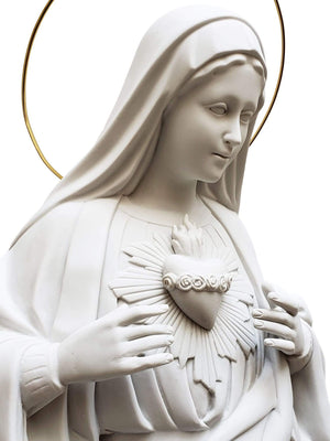 Imagem do Imaculado Coração de Maria 82 cm em Pó de Mármore-TerraCotta Arte Sacra
