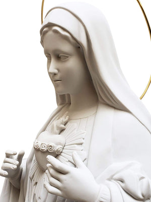 Imagem do Imaculado Coração de Maria 82 cm em Pó de Mármore-TerraCotta Arte Sacra