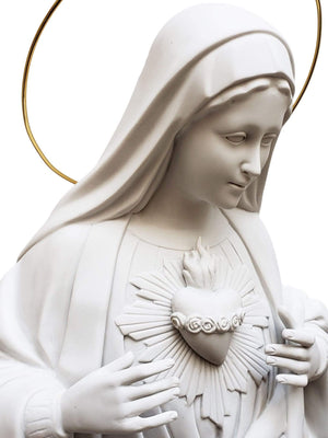 Imagem do Imaculado Coração de Maria 82 cm em Pó de Mármore-TerraCotta Arte Sacra