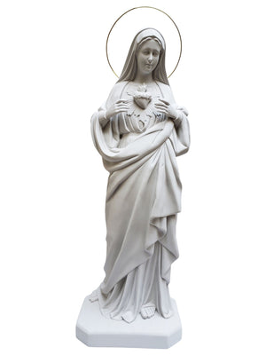 Imagem do Imaculado Coração de Maria 82 cm em Pó de Mármore-TerraCotta Arte Sacra