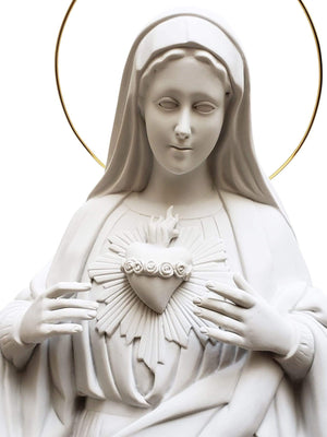 Imagem do Imaculado Coração de Maria 82 cm em Pó de Mármore-TerraCotta Arte Sacra