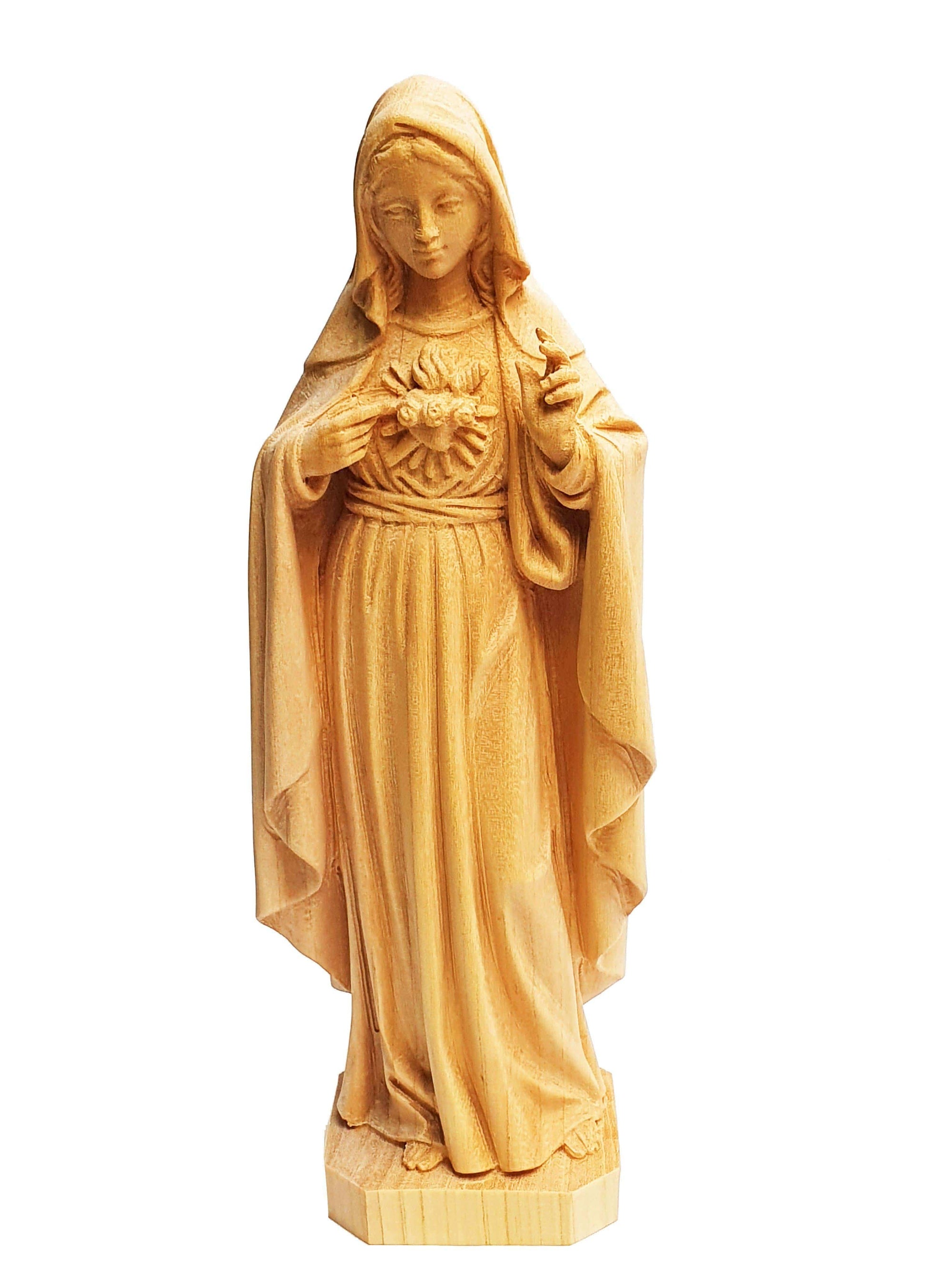 Imagem do Imaculado Coração de Maria de Madeira 20 cm-TerraCotta Arte Sacra