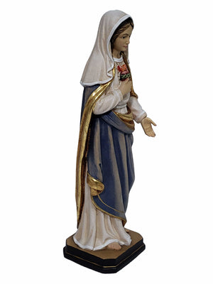 Imagem do Imaculado Coração de Maria de Madeira Italiana 24 cm-TerraCotta Arte Sacra