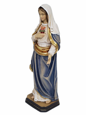 Imagem do Imaculado Coração de Maria de Madeira Italiana 24 cm-TerraCotta Arte Sacra