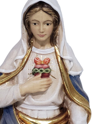 Imagem do Imaculado Coração de Maria de Madeira Italiana 24 cm-TerraCotta Arte Sacra