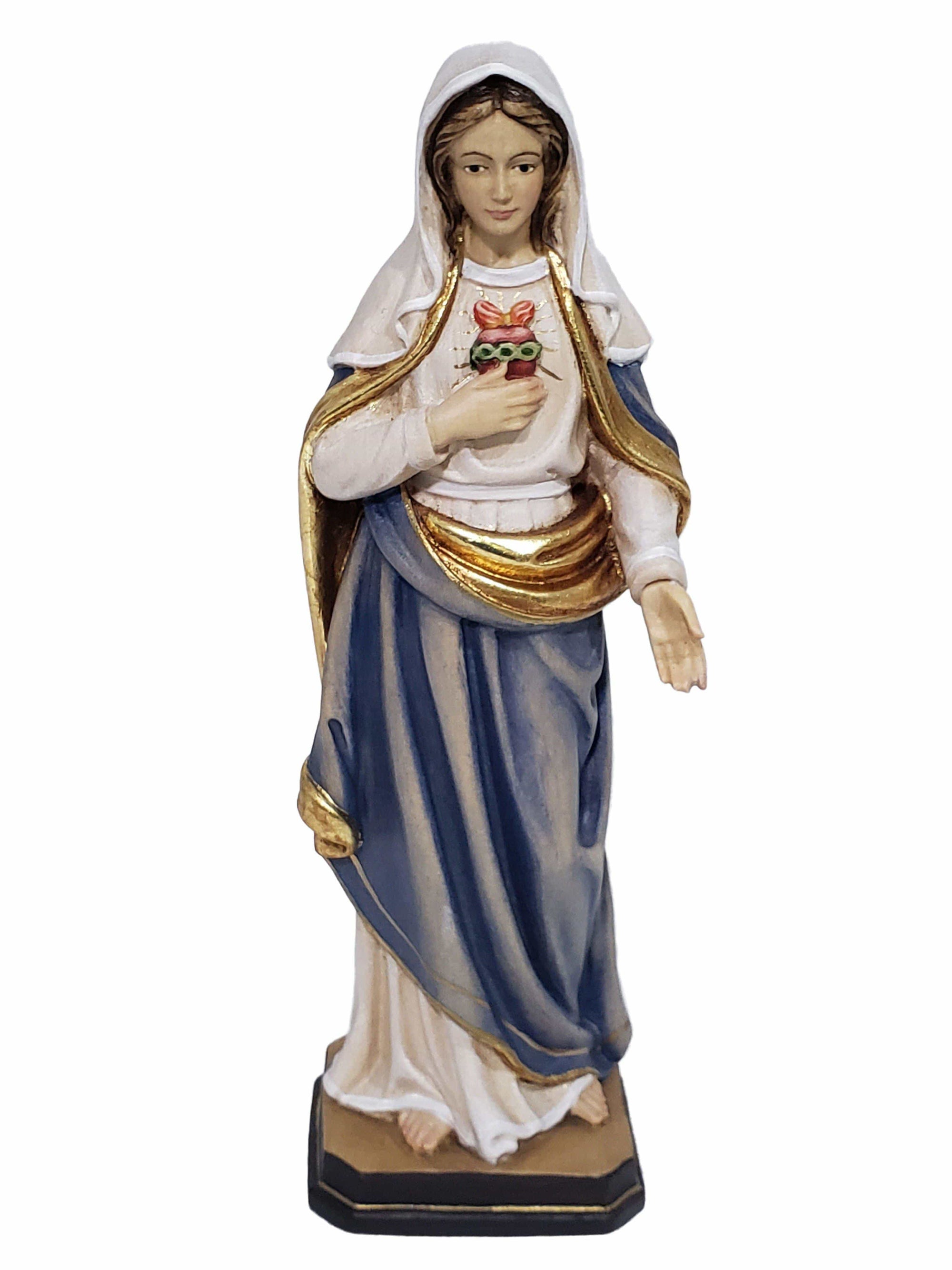 Imagem do Imaculado Coração de Maria de Madeira Italiana 24 cm-TerraCotta Arte Sacra