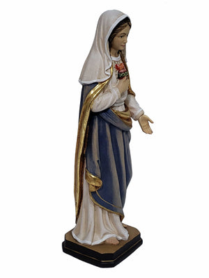 Imagem do Imaculado Coração de Maria de Madeira Italiana 30 cm-TerraCotta Arte Sacra