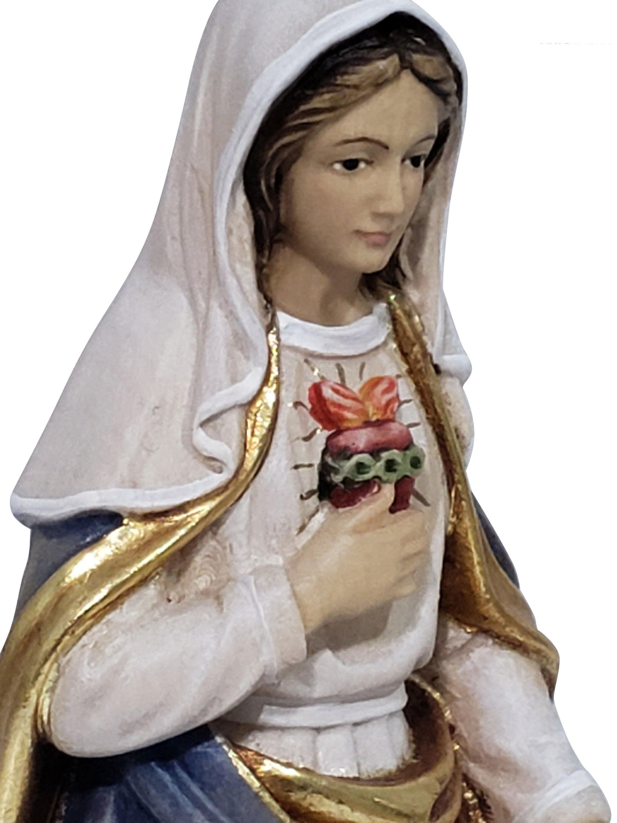 Imagem do Imaculado Coração de Maria de Madeira Italiana 30 cm-TerraCotta Arte Sacra