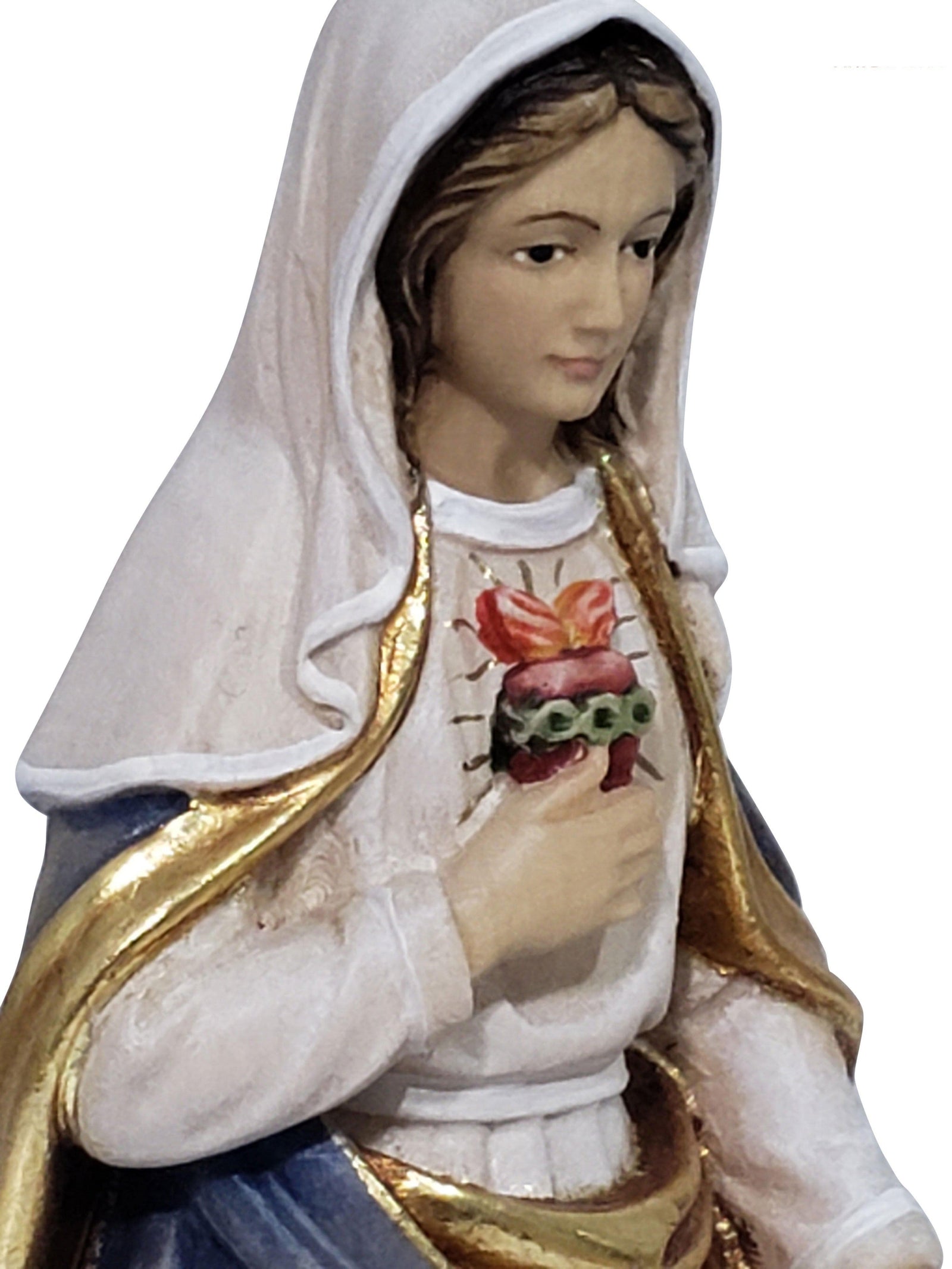 Imagem do Imaculado Coração de Maria de Madeira Italiana 30 cm-TerraCotta Arte Sacra