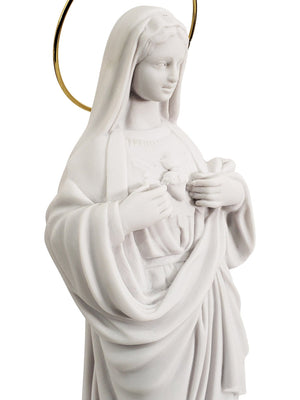 Imagem do Imaculado Coração de Maria em Pó de Mármore 30 cm-TerraCotta Arte Sacra