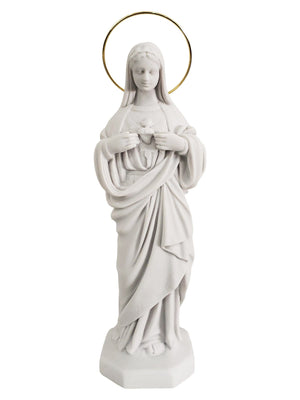 Imagem do Imaculado Coração de Maria em Pó de Mármore 30 cm-TerraCotta Arte Sacra