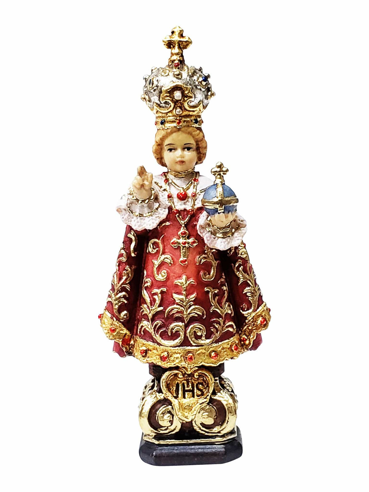 Imagem do Menino Jesus de Praga em Madeira Italiana 12 cm-TerraCotta Arte Sacra