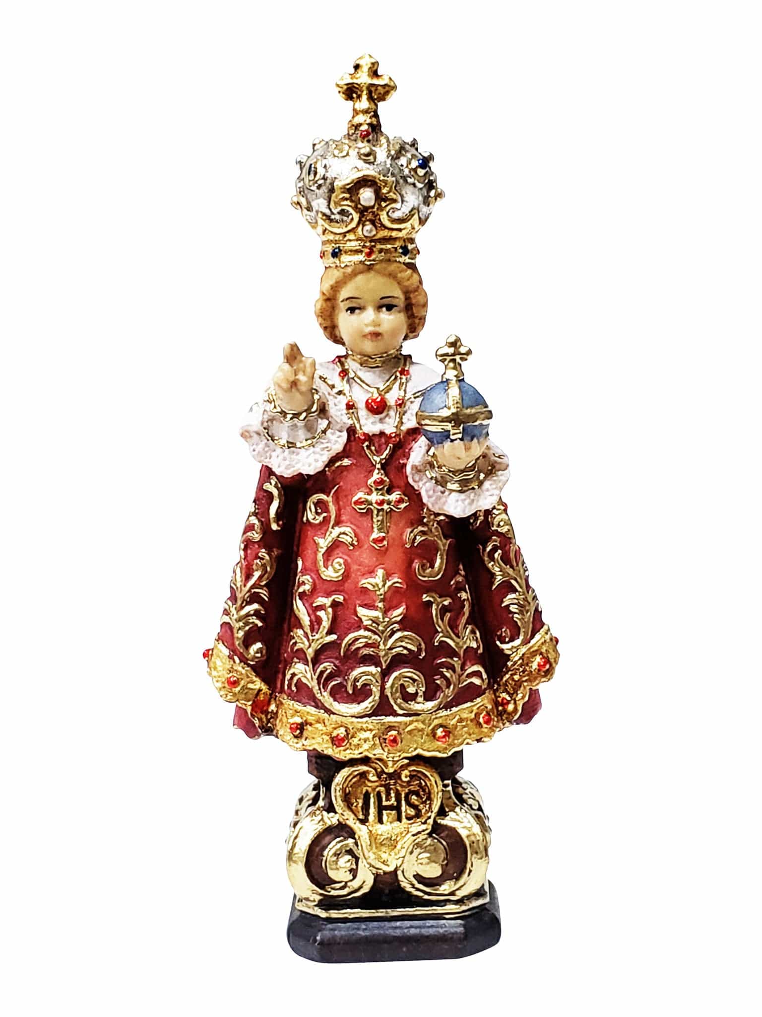 Imagem do Menino Jesus de Praga em Madeira Italiana 12 cm-TerraCotta Arte Sacra
