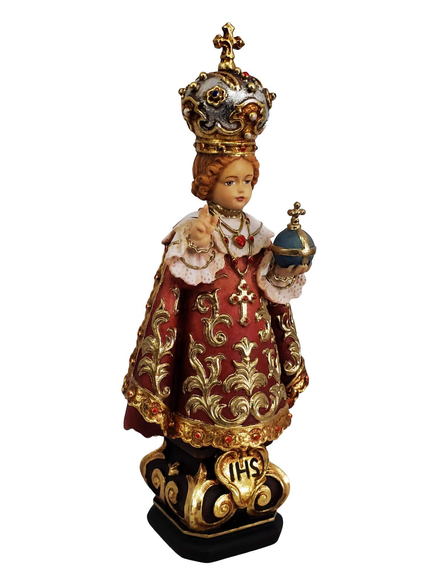 Imagem do Menino Jesus de Praga em Madeira Italiana 15 cm-TerraCotta Arte Sacra
