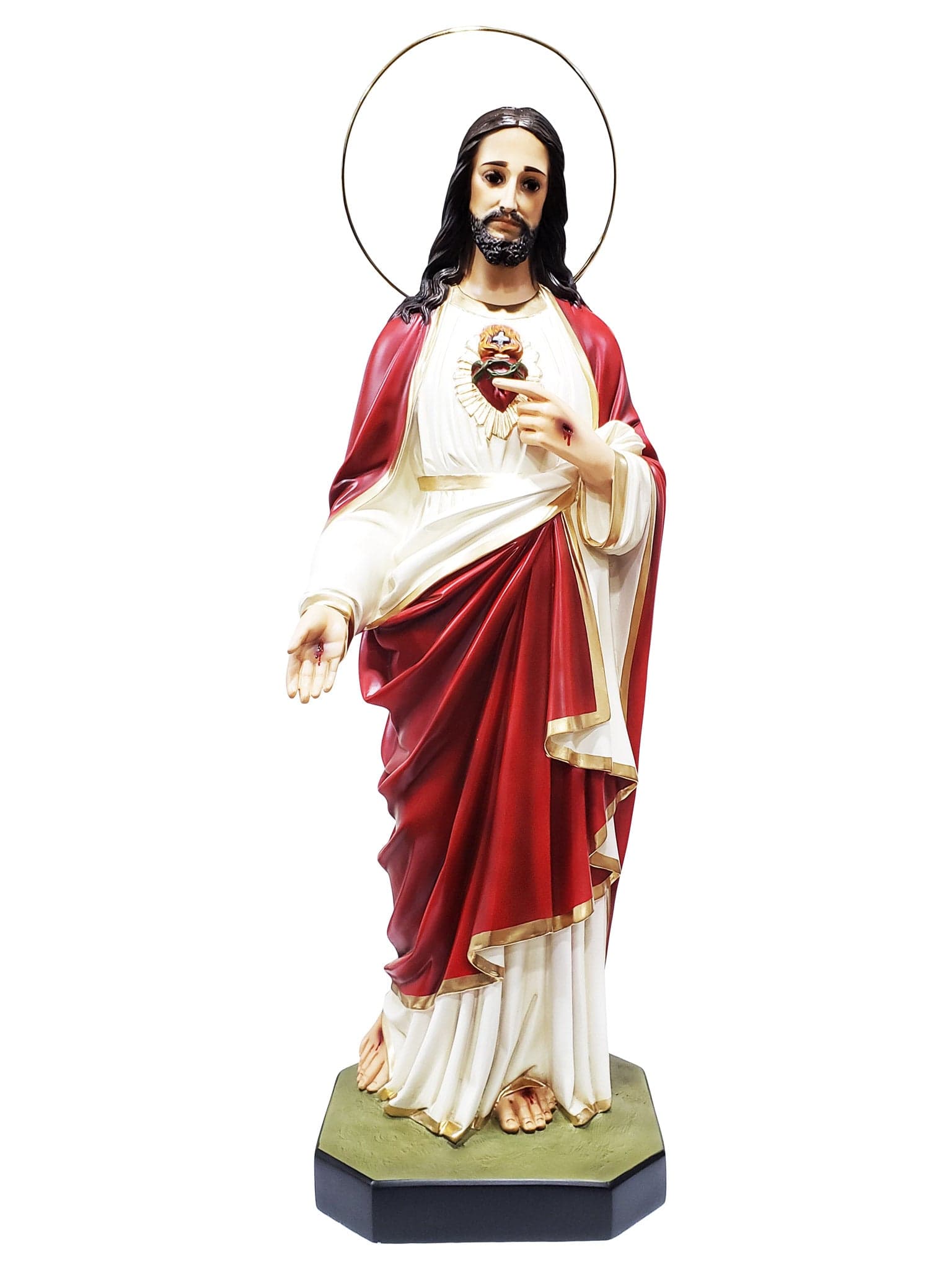 Imagem do Sagrado Coração de Jesus 1,05 m de Pó de Mármore-TerraCotta Arte Sacra