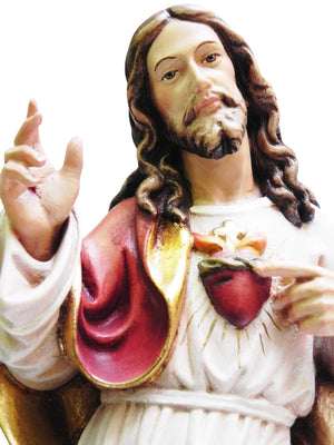 Imagem do Sagrado Coração de Jesus de Madeira Italiana 40 cm-TerraCotta Arte Sacra