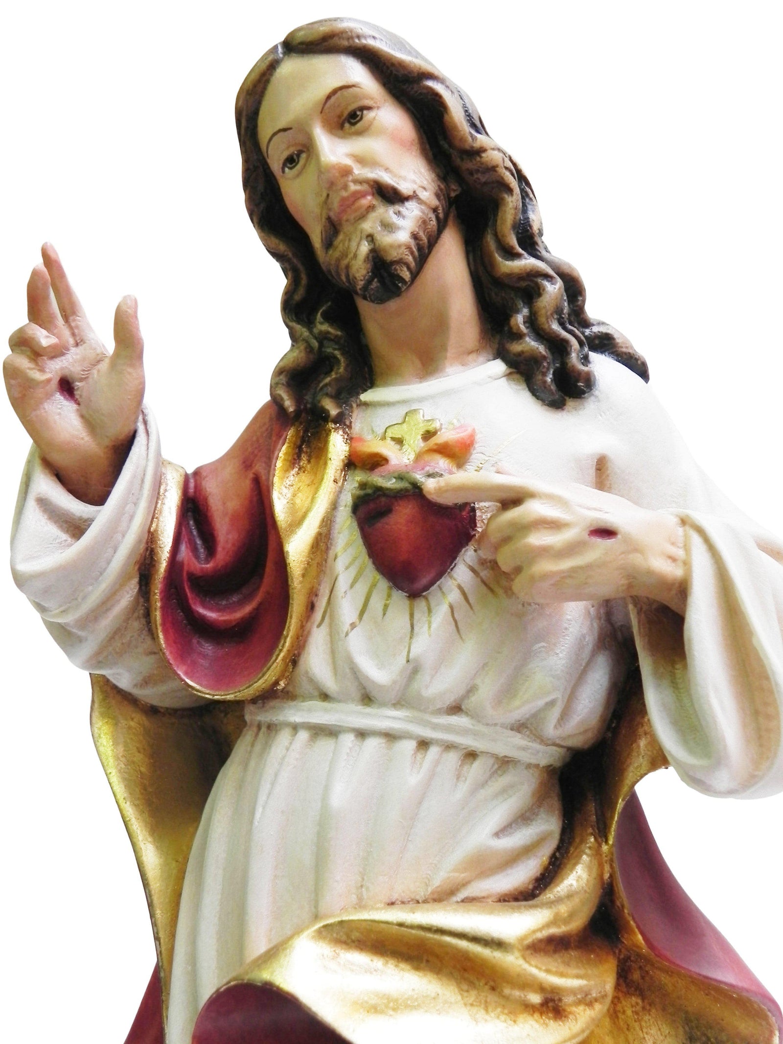 Imagem do Sagrado Coração de Jesus de Madeira Italiana 40 cm-TerraCotta Arte Sacra