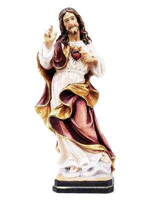 Imagem do Sagrado Coração de Jesus em Madeira Italiana 15cm-TerraCotta Arte Sacra
