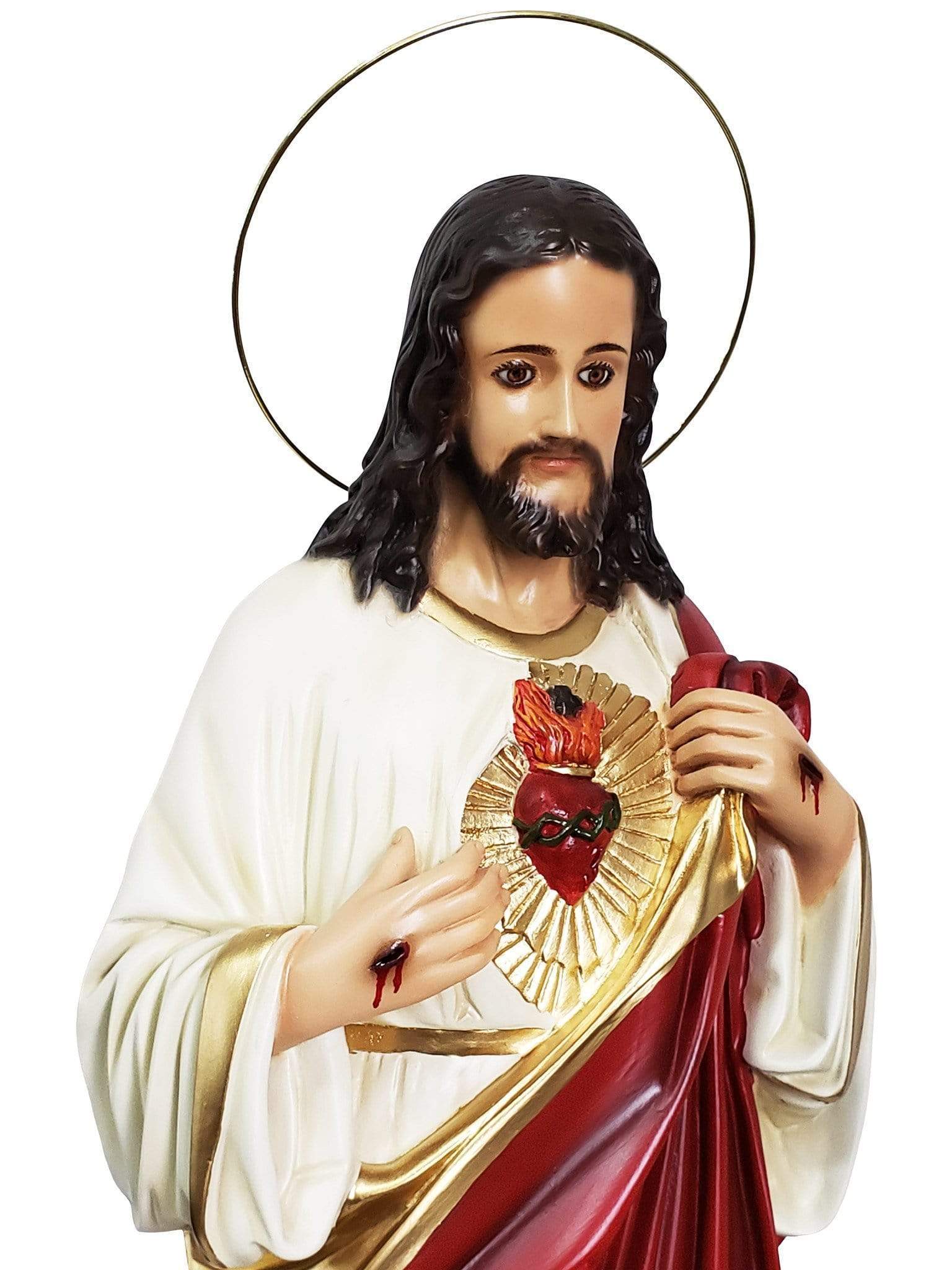 Imagem do Sagrado Coração de Jesus em Pó de Mármore 63 cm com Olhos de Vidro-TerraCotta Arte Sacra