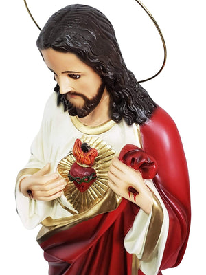 Imagem do Sagrado Coração de Jesus em Pó de Mármore 63 cm com Olhos de Vidro-TerraCotta Arte Sacra