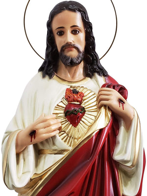 Imagem do Sagrado Coração de Jesus em Pó de Mármore 63 cm com Olhos de Vidro-TerraCotta Arte Sacra