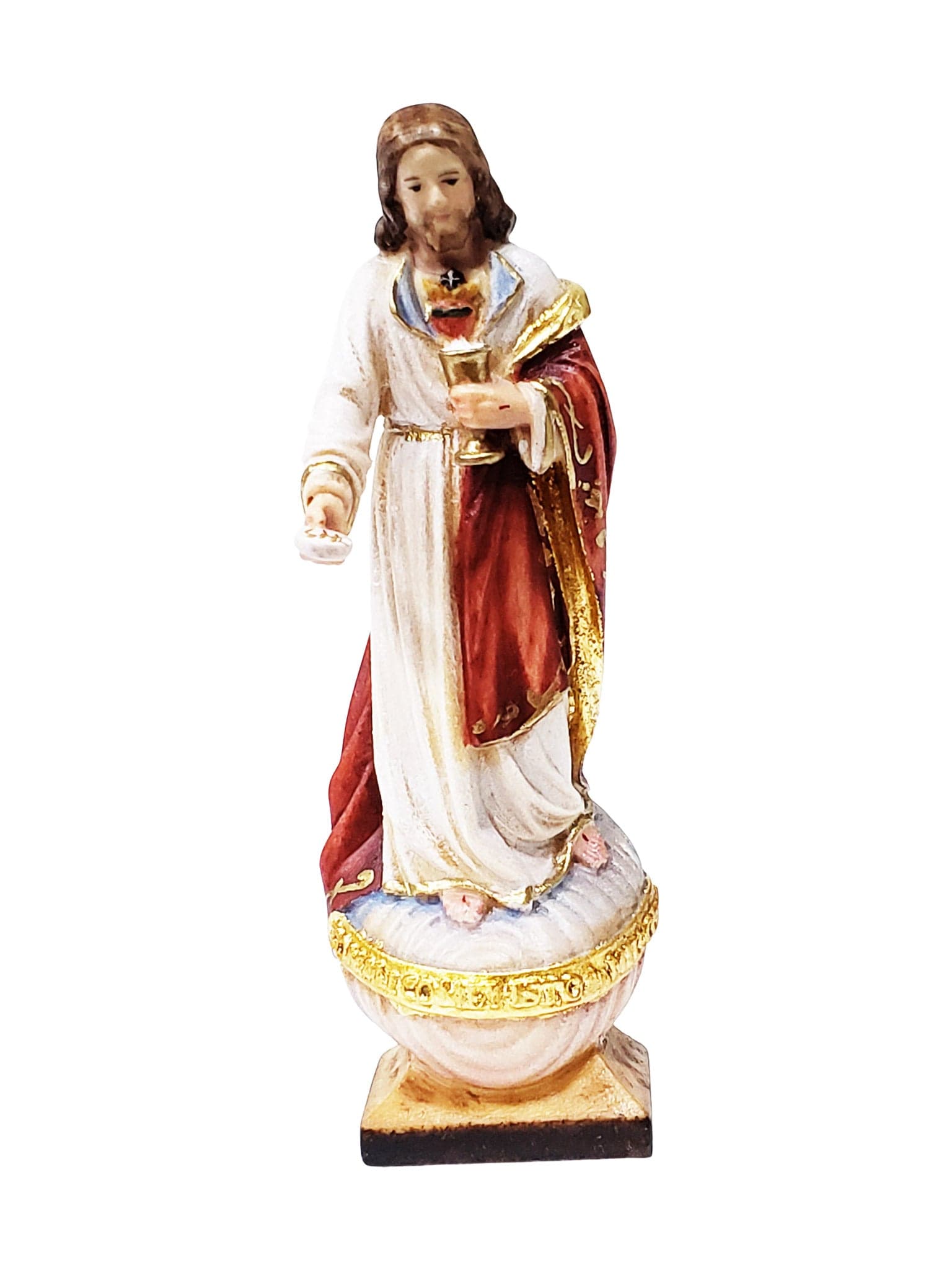 Imagem do Sagrado Coração de Jesus na Comunhão em Madeira Italiana 10,5 cm-TerraCotta Arte Sacra