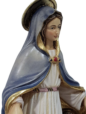 Imagem italiana em madeira de Nossa Senhora Mãe das Crianças do Mundo 21 cm-TerraCotta Arte Sacra