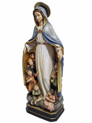 Imagem italiana em madeira de Nossa Senhora Mãe das Crianças do Mundo 21 cm-TerraCotta Arte Sacra