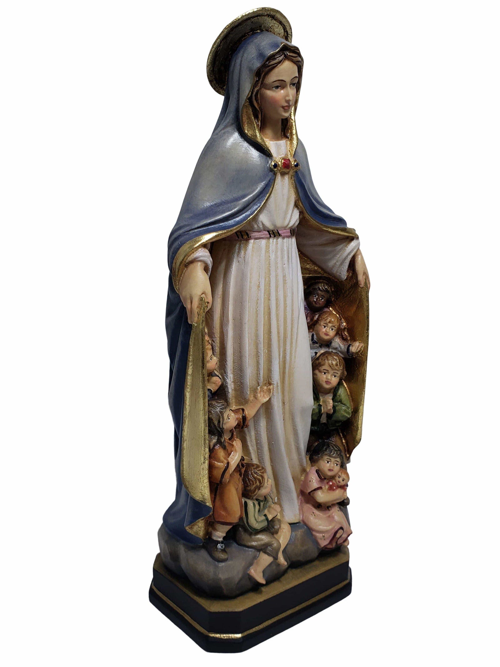 Imagem italiana em madeira de Nossa Senhora Mãe das Crianças do Mundo 30 cm-TerraCotta Arte Sacra