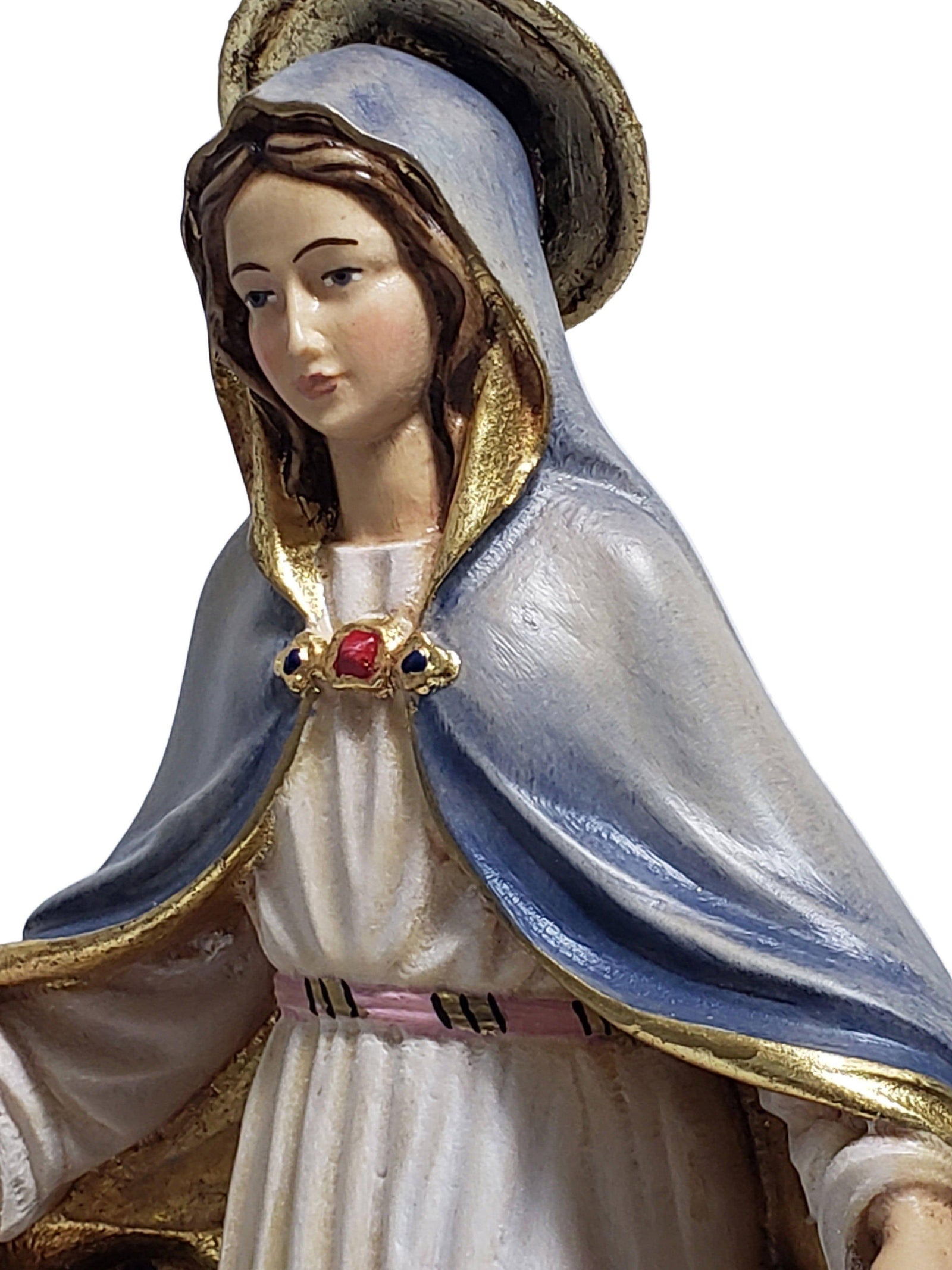 Imagem italiana em madeira de Nossa Senhora Mãe das Crianças do Mundo 30 cm-TerraCotta Arte Sacra
