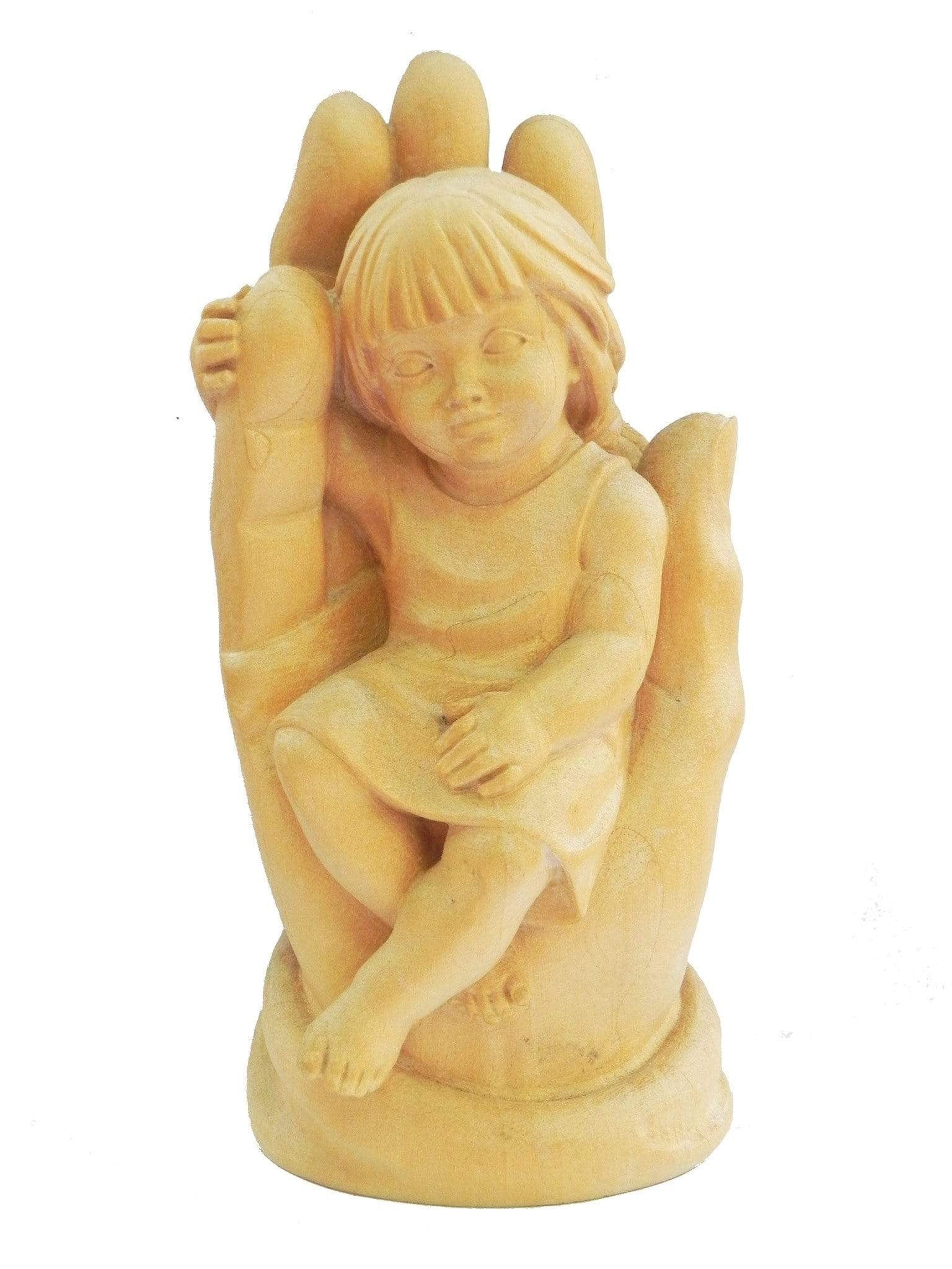 Mão Protetiva Menina de Madeira Natural 11,5 cm-TerraCotta Arte Sacra