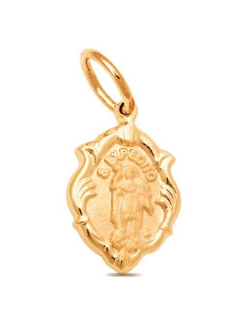 Medalha Brasão de Santo Expedito Prata de Lei 925 com Banho de Ouro-TerraCotta Arte Sacra