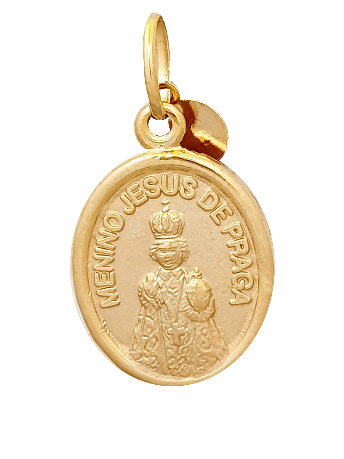 Medalha Menino Jesus de Praga em Prata 925 Com Banho de Ouro-TerraCotta Arte Sacra