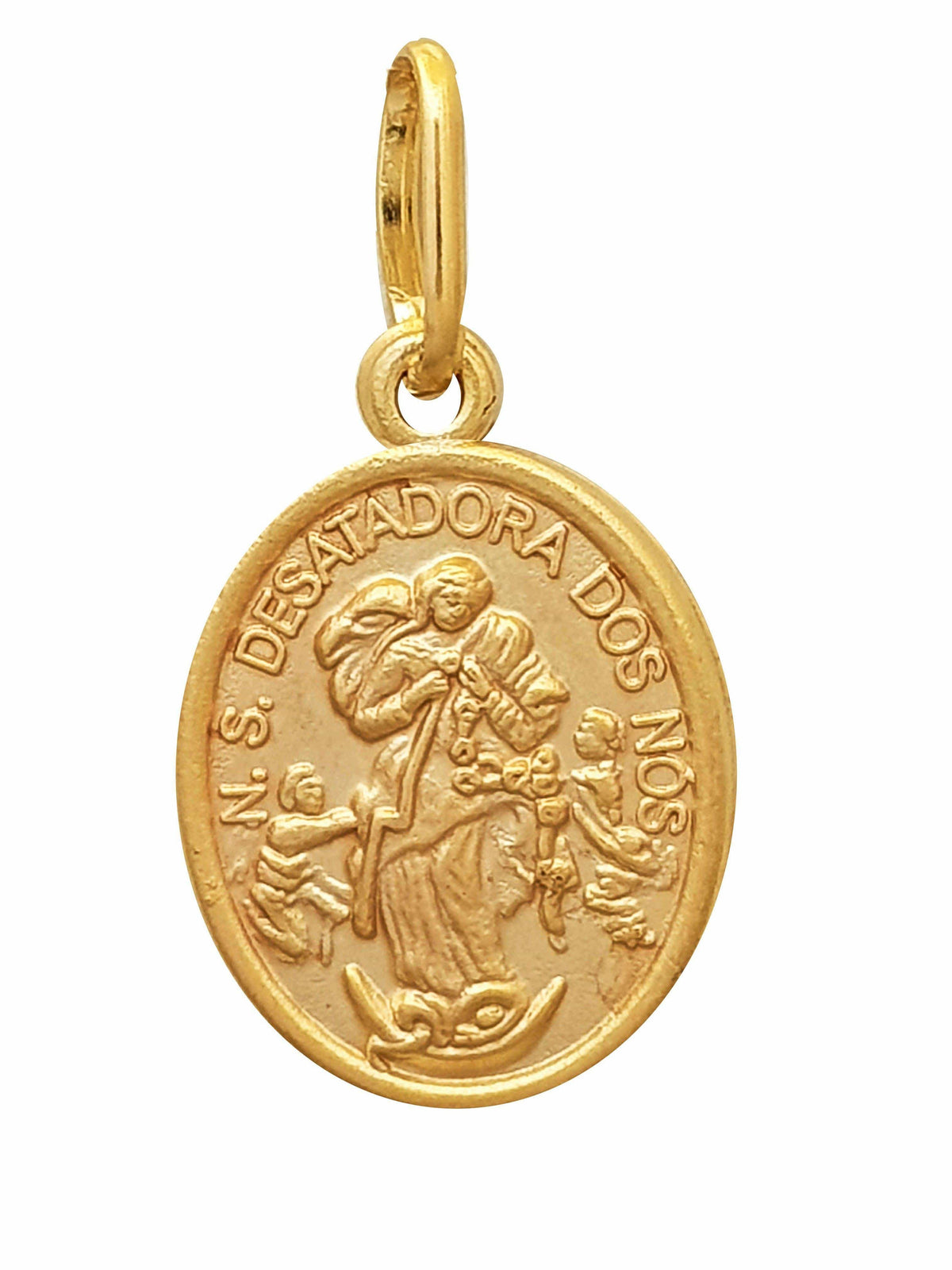 Medalha Nossa Senhora Desatadora dos Nós em Prata 925 Com Banho de Ouro-TerraCotta Arte Sacra