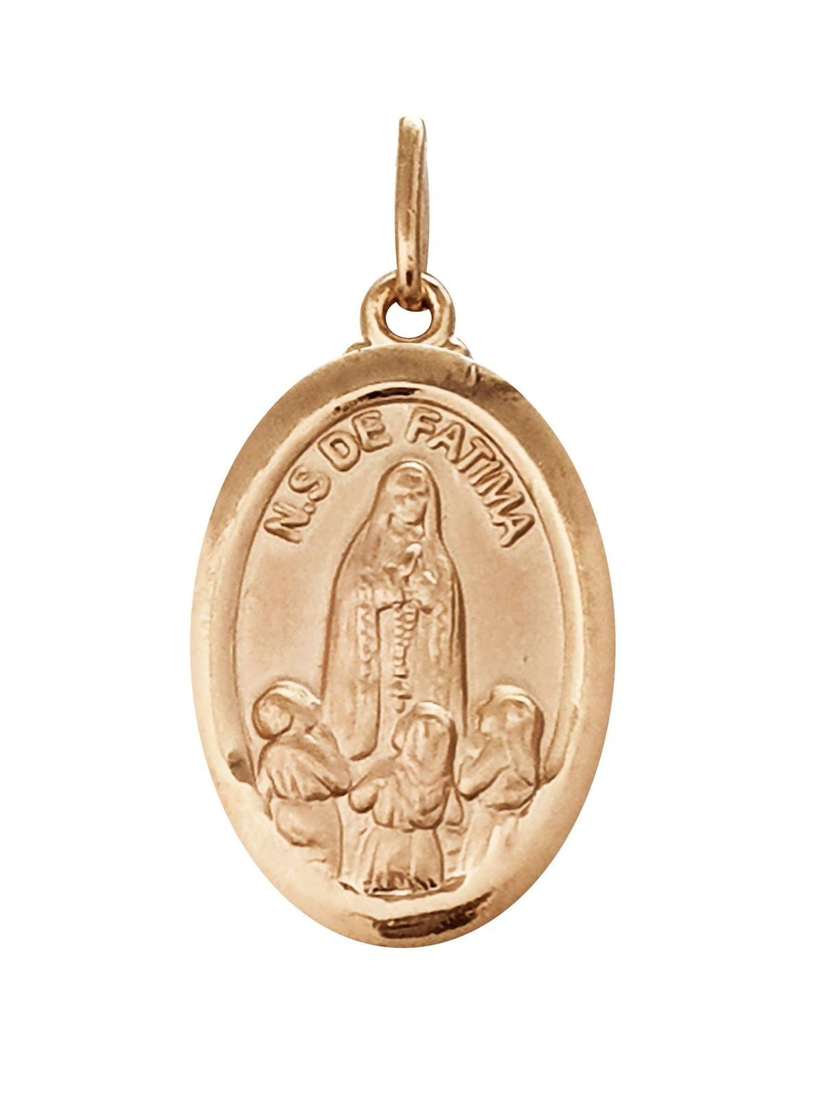 Medalha Nossa Senhora de Fátima em Prata 925 Com Banho de Ouro-TerraCotta Arte Sacra