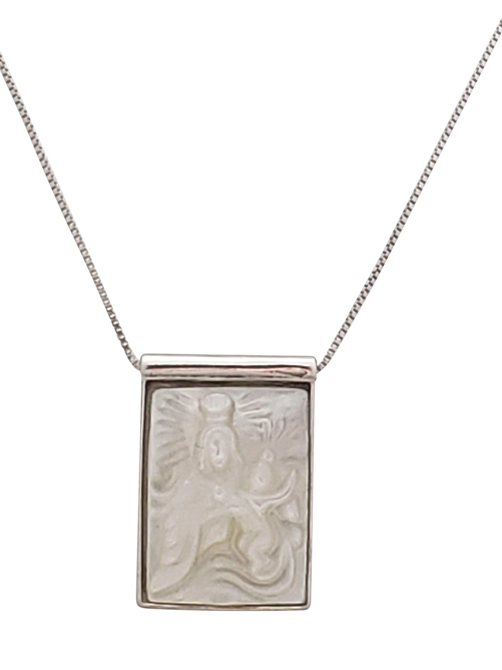 Medalha Nossa Senhora do Carmo de Madrepérola Prata de Lei 925 com Banho de Ródio-TerraCotta Arte Sacra