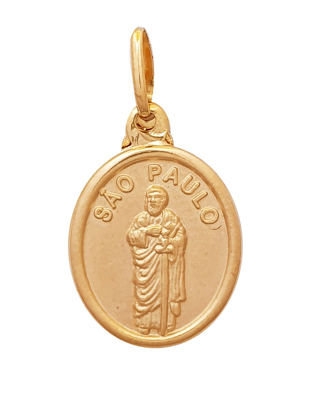 Medalha São Paulo em Prata 925 Com Banho de Ouro-TerraCotta Arte Sacra
