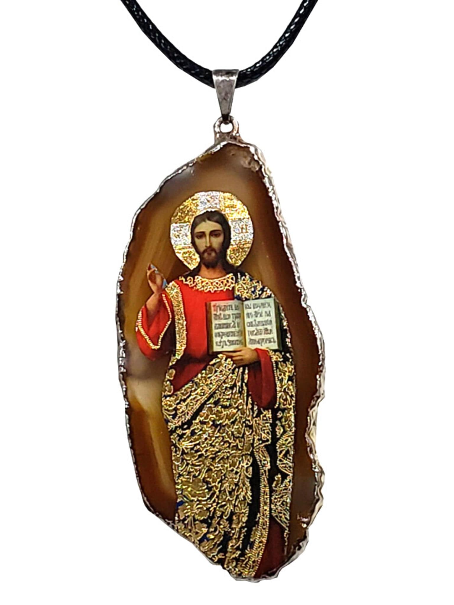 Medalha de Ágata Ícone Jesus-TerraCotta Arte Sacra