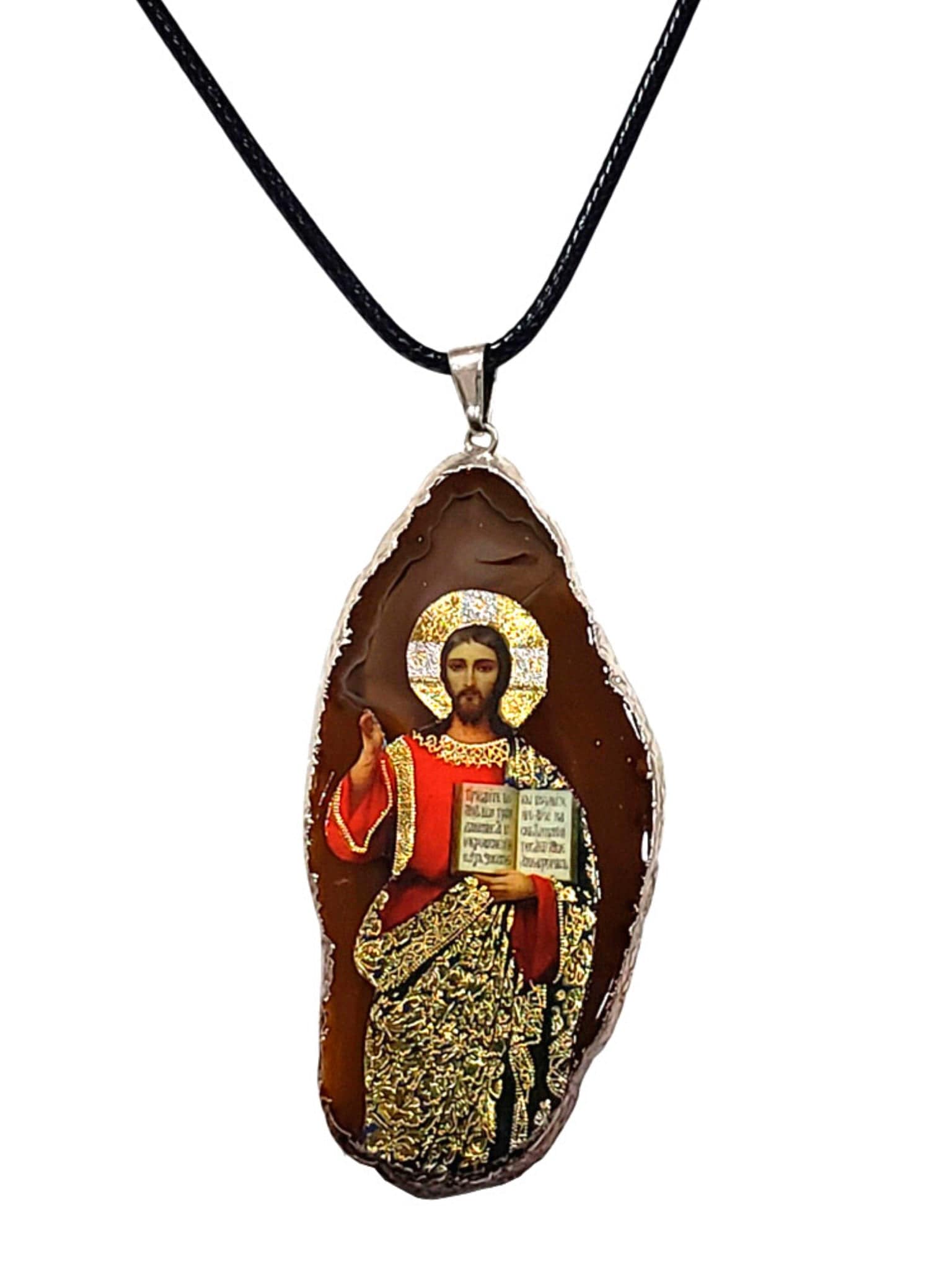 Medalha de Ágata Ícone Jesus-TerraCotta Arte Sacra