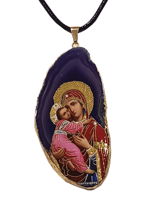 Medalha de Ágatha Ícone de Nossa Senhora-TerraCotta Arte Sacra