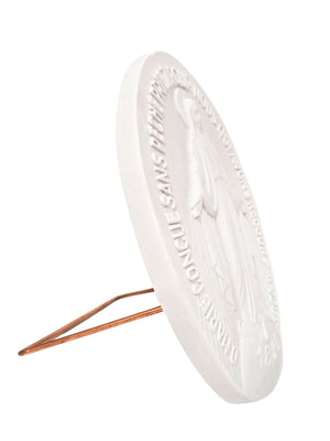 Medalha de Nossa Senhora das Graças em Pó de Mármore 15 cm-TerraCotta Arte Sacra