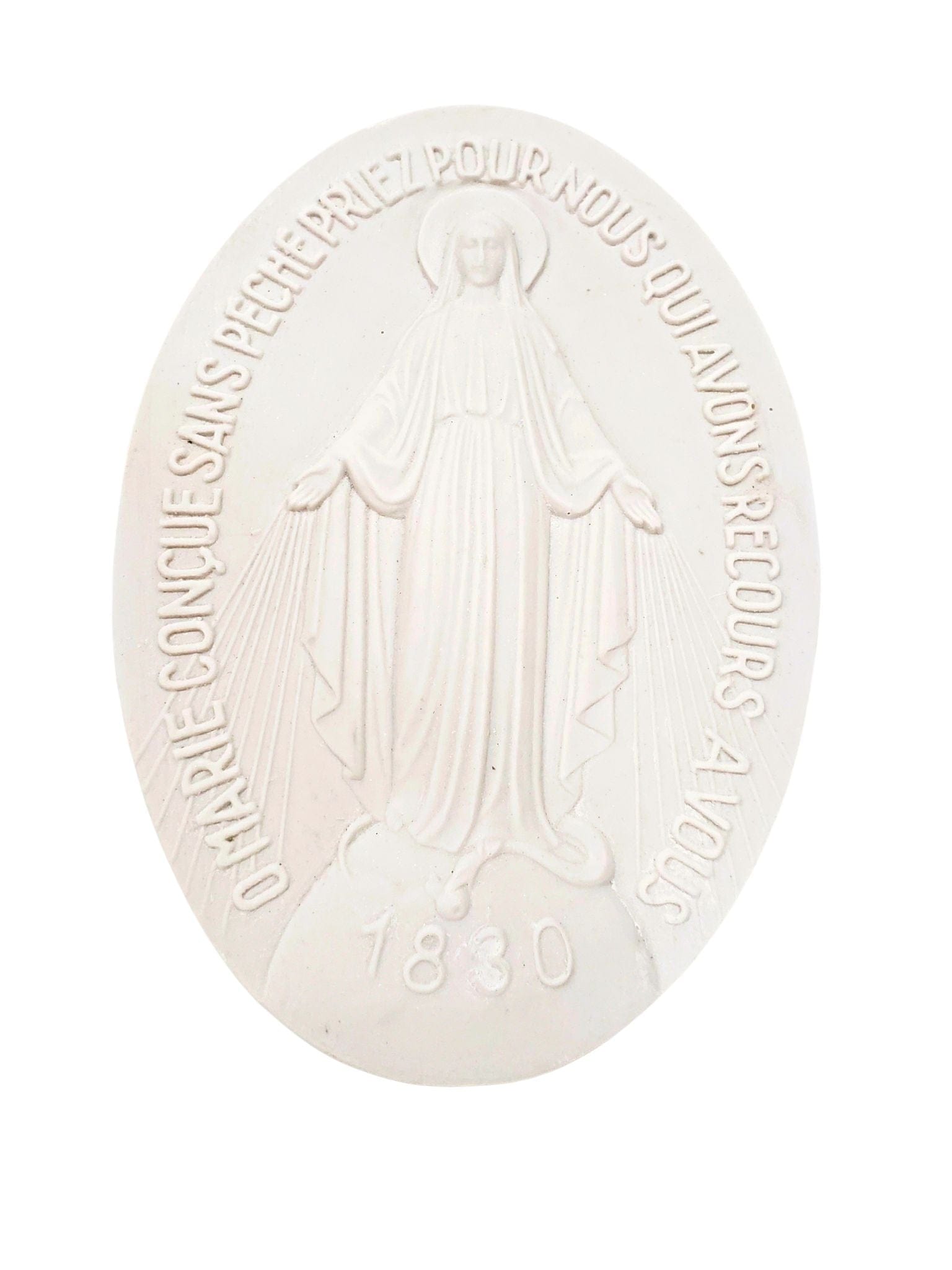 Medalha de Nossa Senhora das Graças em Pó de Mármore 15 cm-TerraCotta Arte Sacra