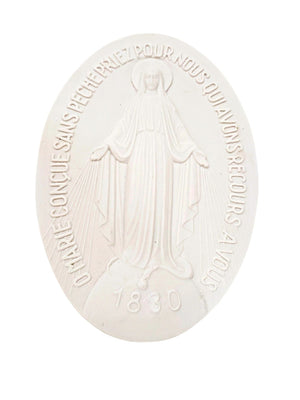 Medalha de Nossa Senhora das Graças em Pó de Mármore 15 cm-TerraCotta Arte Sacra